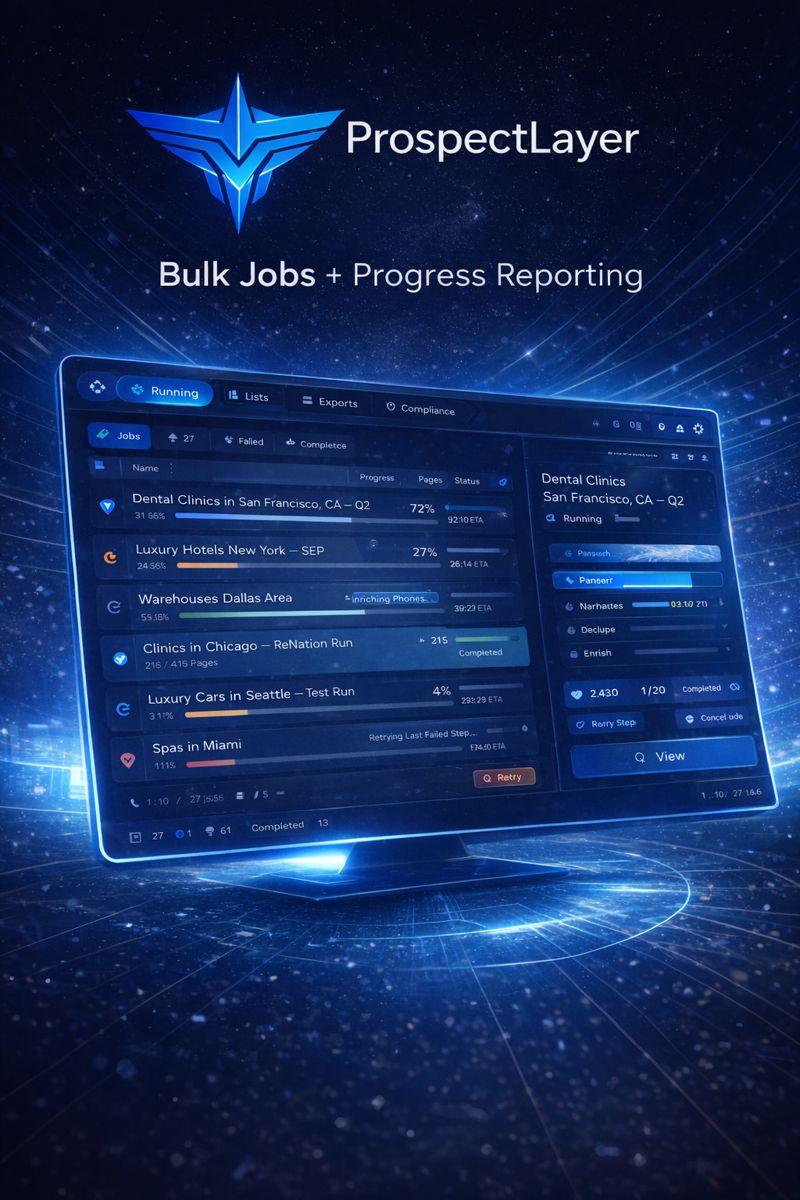 Jobs view with progress, retries, and saved paging state